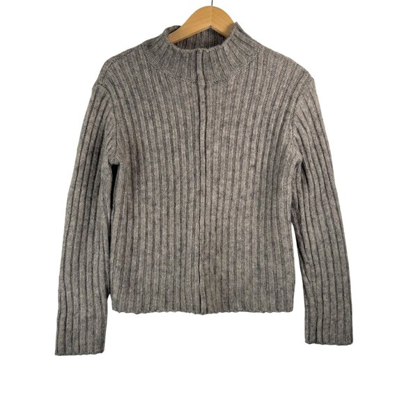 Zara grey mark ribbed wool blend sweater preppy Y2K sz S - Picture 1 of 7